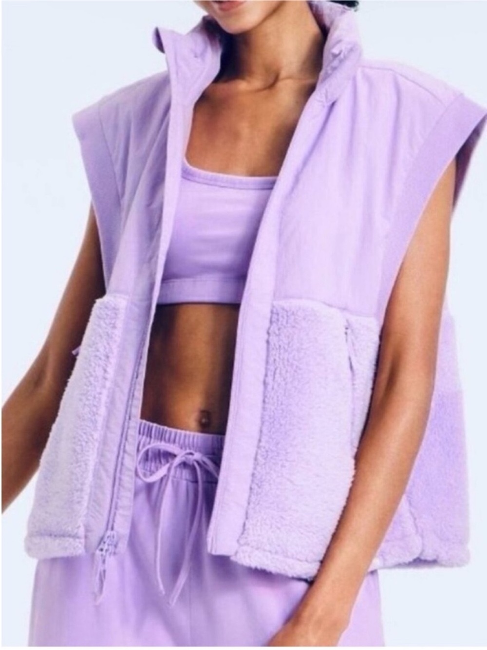 JoyLab Women’s High Pile Boxy Fit Vest - Lavendula Size Extra Small NWT